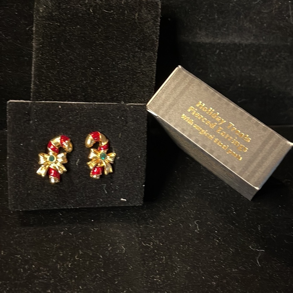 Avon-1994-Vintage Holiday Treats Pierced Earrings (Candy Canes)